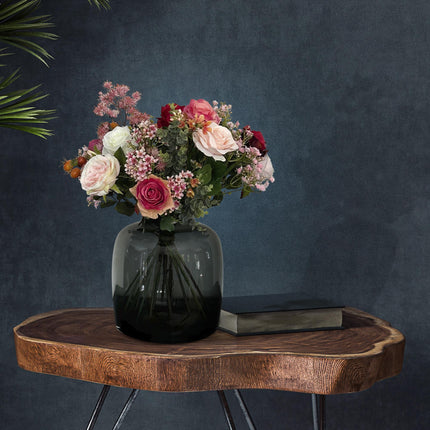 Kunstige blomster - Buket M - Flammeroser - ↕45cm