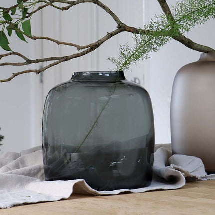 Vase à fleurs en verre - M - H25 L25 - Bartica - Gris