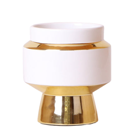 Kolibri Home | Le Chic flower pot - White ceramic decorative pot with gold details - Ø9cm