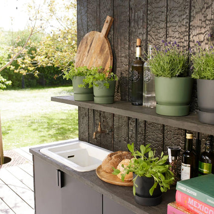 Elho Greenville Round Black Pot - D14 x H13 - Planter