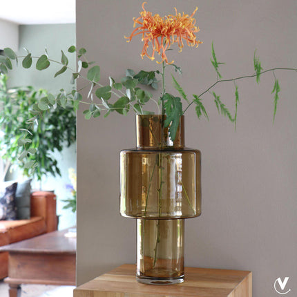 Vase à fleurs en verre Juba M - H40 L20 - Cognac