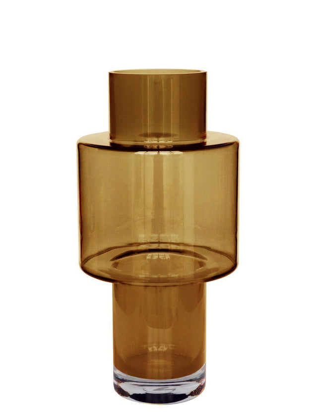 Vaso da fiori in vetro Juba, misura M - H40 W20 - Cognac