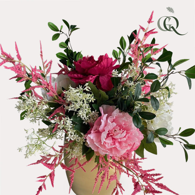 Künstliche Blumen – Strauß L – Glänzendes Rosa – ↕80 cm