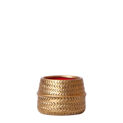Kolibri Home | Groove flower pot - Gold ceramic decorative pot - pot size - Ø6cm