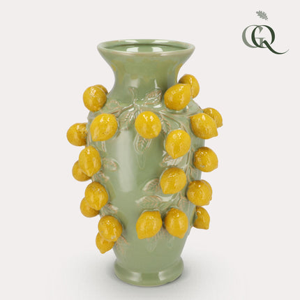 Vase en pierre M - H38 L24 - Vert pistache - Citron