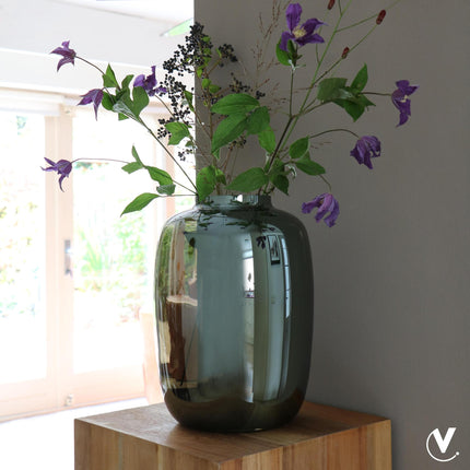 Vase à fleurs en verre - M - H35 L25 - Gris arctique