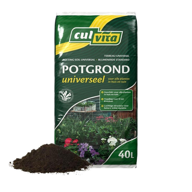 Sustrato universal para macetas Culvita con fertilizante para 2 meses - Sustrato universal para plantas de interior y exterior - 40 litros