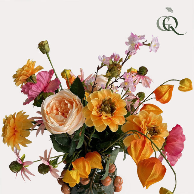 Künstliche Blumen – Strauß L – Orange Summer – ↕80 cm