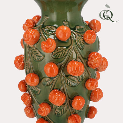 Vase en pierre M - H38 L24 - Vert mandarine
