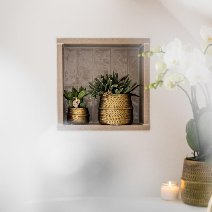Vetplanten set van 2 planten in gouden groove sierpotten - keramiek - Ø9cm - Kolibri Greens