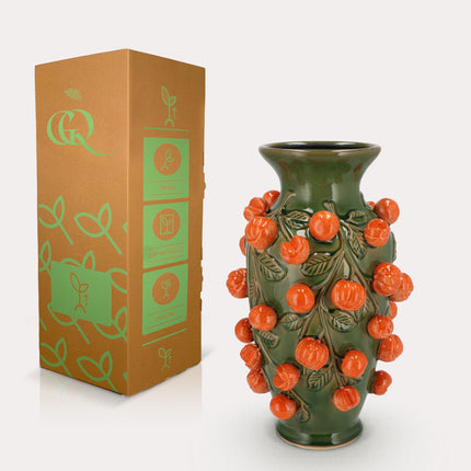 Vase en pierre M - H38 L24 - Vert mandarine