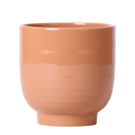 Kolibri Home | Glazed flower pot - Cognac ceramic decorative pot with gloss - Ø12cm