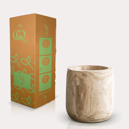 Pot - Light brown wood - Pia pot - L - H31 - W29 - Plant pot