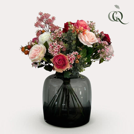 Kunstige blomster - Buket M - Flammeroser - ↕45cm
