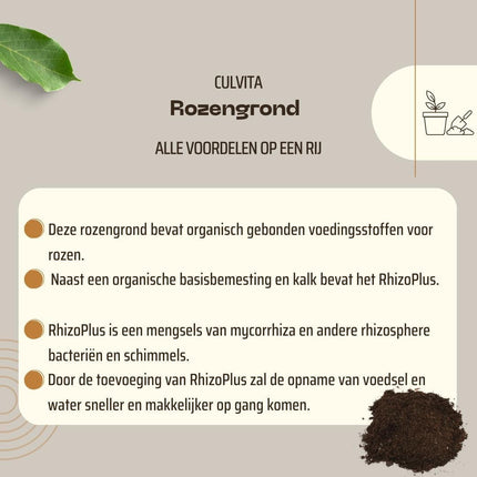 Culvita – Rosenerde 40 Liter – Blumenerde für Rosen – inklusive RhizoPlus Wurzelverbesserer