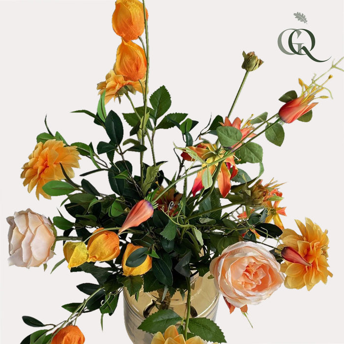 Kunstbloemen - Boeket L - Pretty Orange - ↕80cm