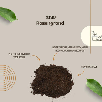 Culvita – Rosenerde 40 Liter – Blumenerde für Rosen – inklusive RhizoPlus Wurzelverbesserer