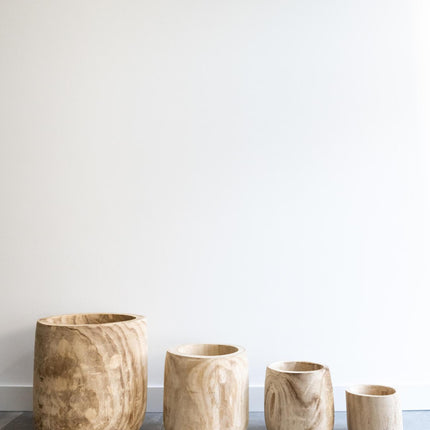 Pot - Light brown wood - Pia pot - L - H31 - W29 - Plant pot