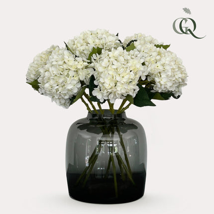 Fiori artificiali Solo - Bianchi - Fiore di ortensia - 8x - ↕52cm