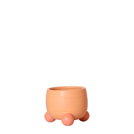 Kolibri Home | Pfirsichfarbener Blumentopf „Rolling Peach“ – Dekorativer Keramiktopf in Pfirsichfarbe – Ø 6 cm