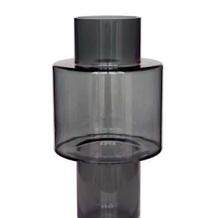 Vase à fleurs en verre Juba M - H40 x L20 cm - Gris