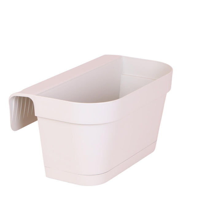 Kolibri Home | Macetero de balcón de plástico blanco con sistema colgante - 36 cm de ancho