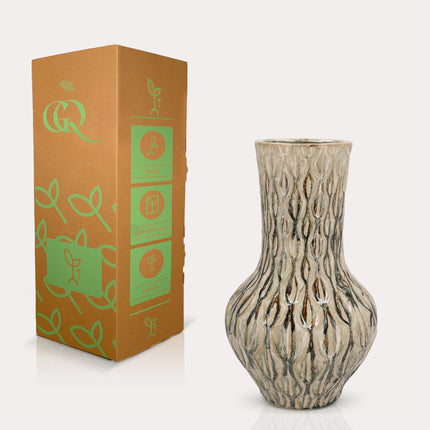Vase en pierre M - H39 L23 - Vert Boa
