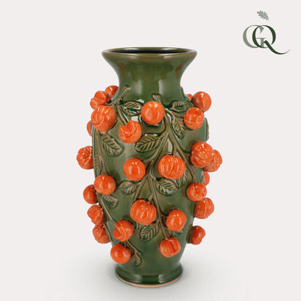 Vase en pierre M - H38 L24 - Vert mandarine