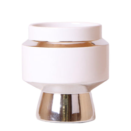 Kolibri Home | Le Chic flower pot - White ceramic decorative pot with silver details - Ø9cm