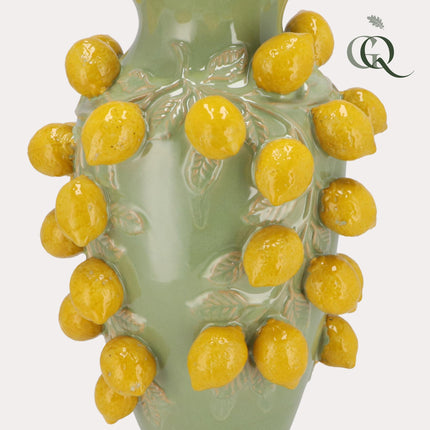 Vase en pierre M - H38 L24 - Vert pistache - Citron