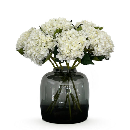 Fiori artificiali Solo - Bianchi - Fiore di ortensia - 8x - ↕52cm