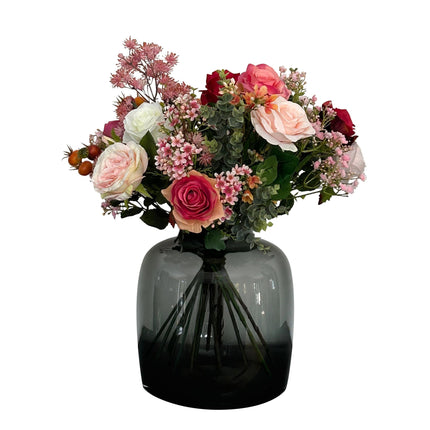 Kunstige blomster - Buket M - Flammeroser - ↕45cm