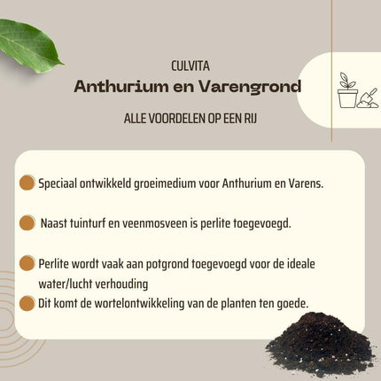 Culvita - Anthurien- und Farnerde 5 Liter - Blumenerde geeignet für Anthurien und Farne