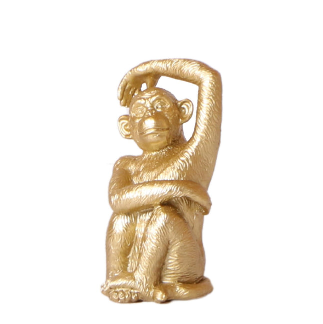 Kolibri Home | Ornament - Decorative Sitting Monkey Statue - Gold