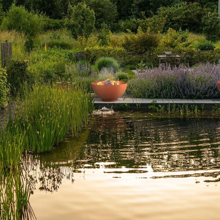 Pot de fleurs rond en acier Corten 80 x 41 cm - Avec socle